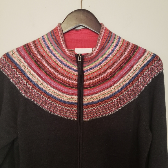 Vintage Liz Claiborne women's zip up cardigan sweater size L - Picture 3 of 5
